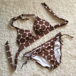 Victoria’s Secret brown and white polka dot bikini